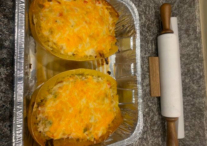 Recipe of Quick Creamy Garlic Crab Spaghetti Squash Boats