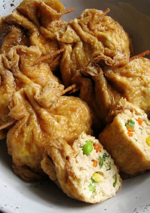 A picture of Tofu & Vegetable Stuffed Abura-age (Thin Fried Tofu).