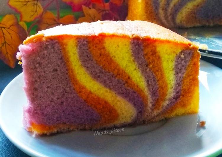 Langkah memasak Zebra Cake Cokelat Anggur Vanilla enak