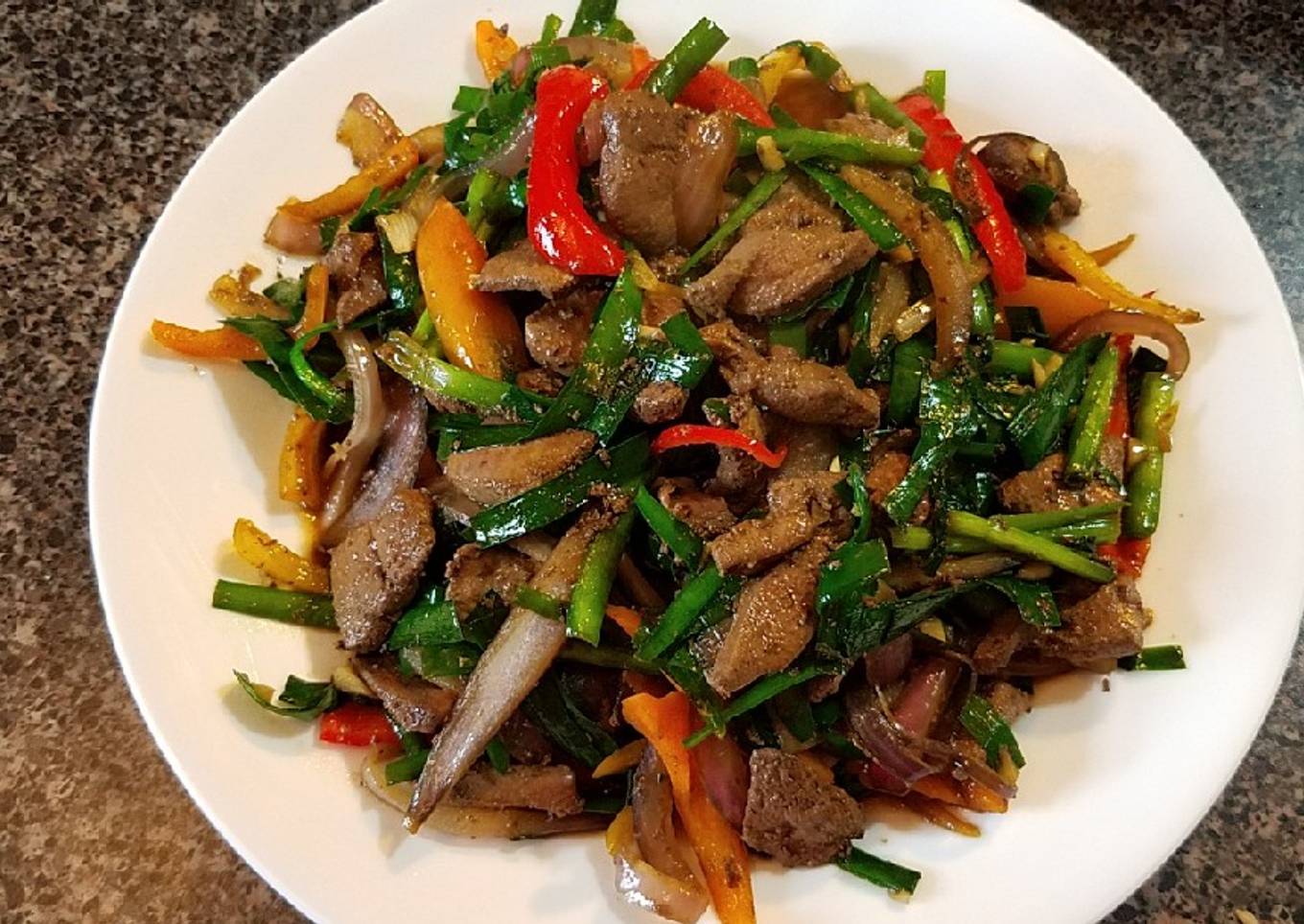 Sautéd pork liver with chives