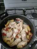 Pollo con pimiento y piña