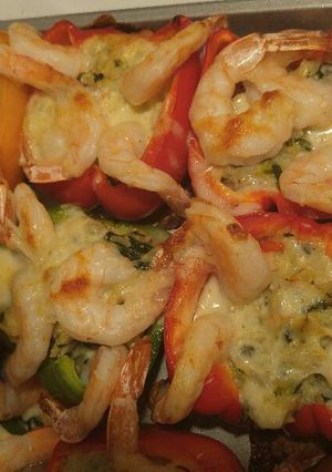 A picture of Savory Seafood Stuffed Peppers.
