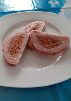 Töltött karaj őzgerincben sütve recept fotója