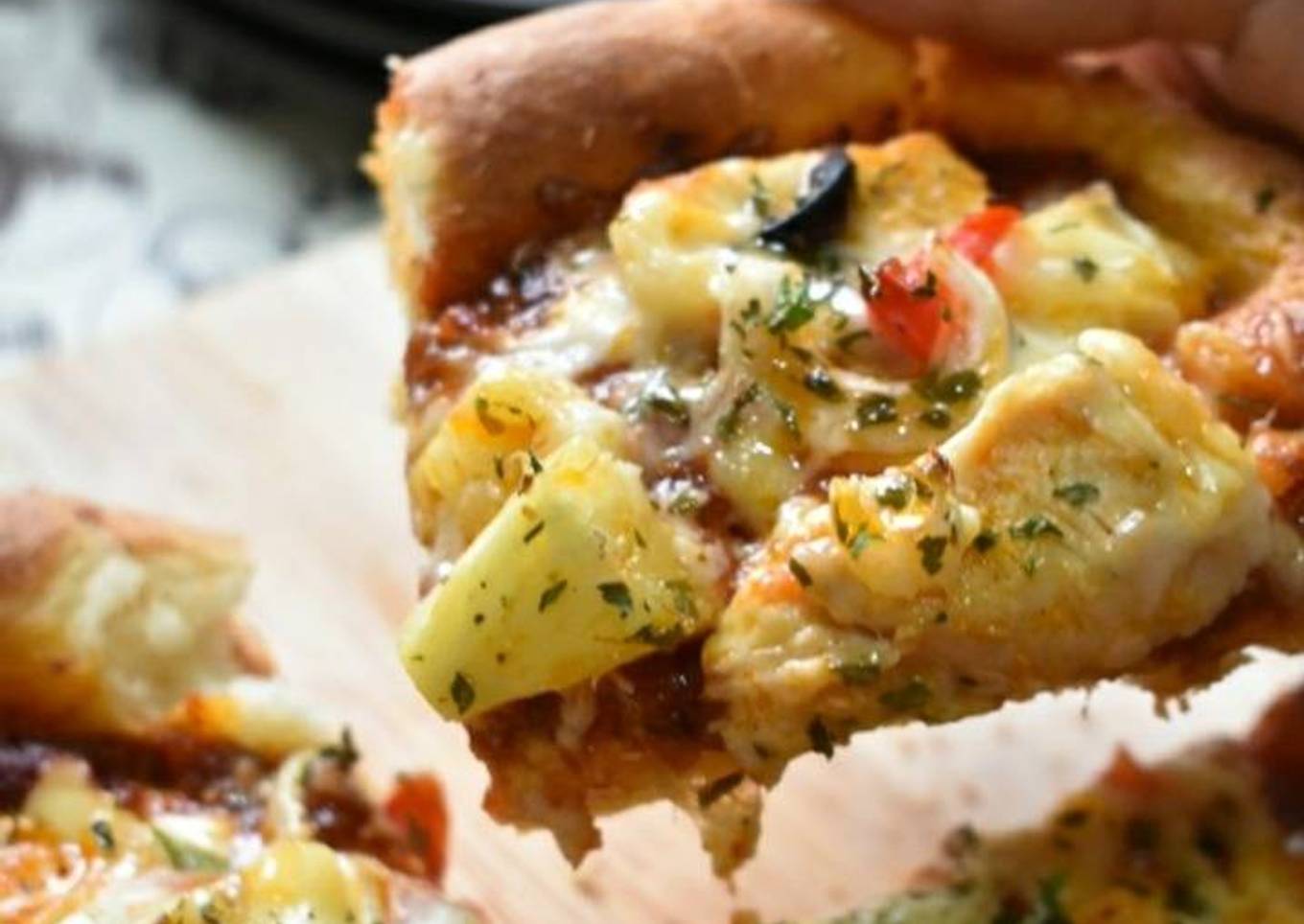 Piza Hawaii dengan Ayam 🍕🍕🍕 Tanpa menguli