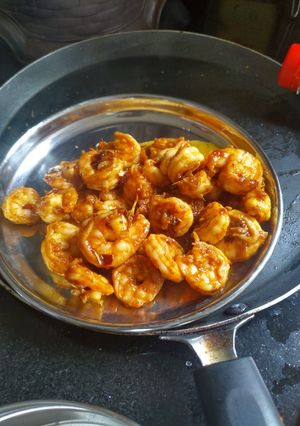 A picture of Garlic soya prawns.