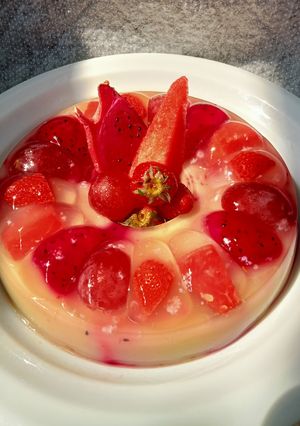 Foto resep Puding Buah Creamy Matcha