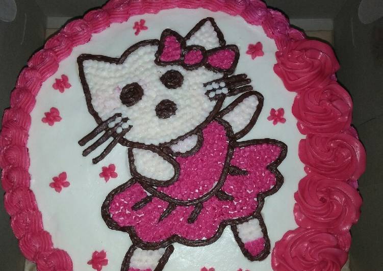 Cara Membuat Tart ultah hello kitty simple yang Gurih