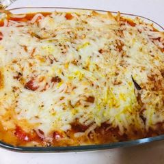 A picture of Baked Cheese Pasta with Soya chunks.