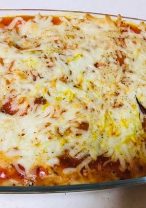 A picture of Baked Cheese Pasta with Soya chunks.