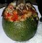 Easy Way Prepare Round, Stuffed Zucchini with Brown Rice, Ground Beef, Red Pepper which So Delicious