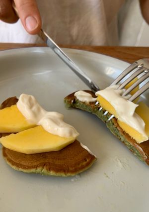 A picture of Pandan Banana Pancakes.