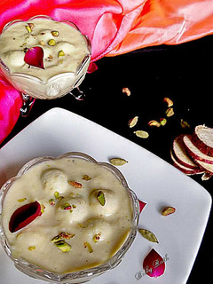 A picture of Rasgulla in Sweet potato Rabdi.