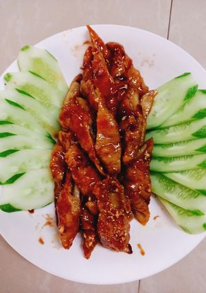 Hình của món Ruột heo chay khìa nước dừa.