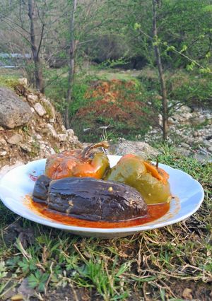 عکسی از دستور دلمه بادمجان و فلفل 👌😍 دلمه عصر سیزده بدر 😋