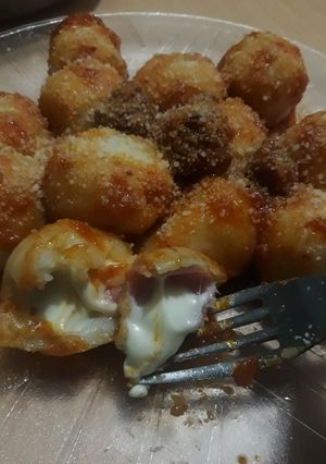 Una foto de Ñoquis Rellenos con jamón y queso 😍