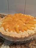 Tarta de crema pastelera con duraznos en almíbar🍑🍑