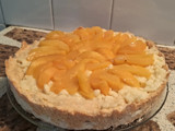 Tarta de crema pastelera con duraznos en almíbar🍑🍑