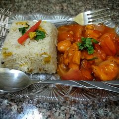 Fried rice with shashlik 😋 A picture of Fried rice with shashlik 😋.