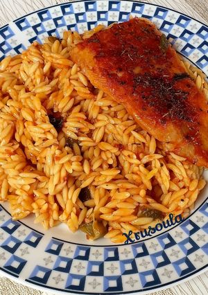 Φωτογραφία της συνταγής Ψάρι 🐟 με μανέστρα στο φούρνο