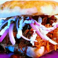 A picture of Mike's Spicy Pulled Pork BBQ Sandwiches.
