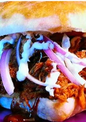 A picture of Mike's Spicy Pulled Pork BBQ Sandwiches.