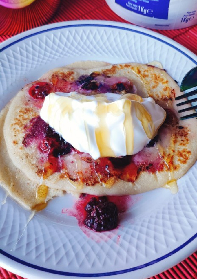 Una foto de Pancakes exprés! Receta de 1 taza!