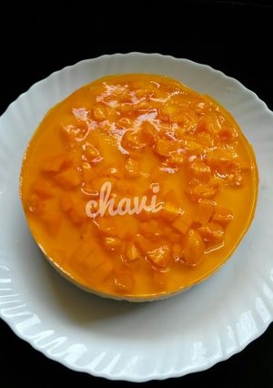 A picture of No bake mango cheese cake (healthy version).
