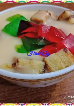 A picture of #Cake_With_Banana_Custard_Delight ! #KokabAndCookpad #ILoveMeetha #Foodies&Friends.