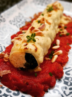 Una foto de Canelones de salmón y espinacas