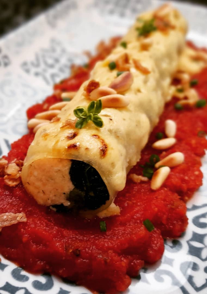 Una foto de Canelones de salmón y espinacas