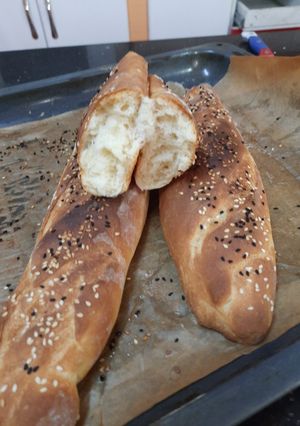 صورة لوصفة خبز الباقيت وصفه ناجحه 💯 🥖