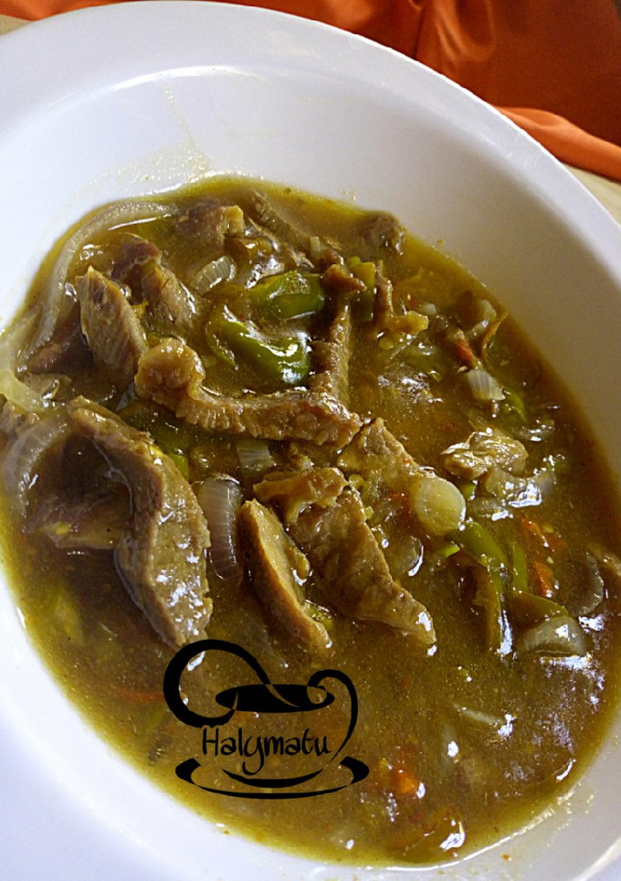 A picture of Beef steak soup.