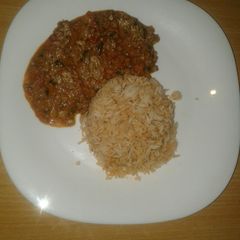 A picture of Minced meat and fried rice.