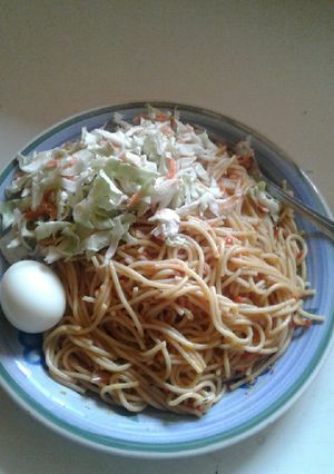 A picture of Spaghetti and coslow.