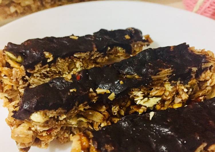 Cara Gampang Membuat Granola snack bar 🌾🍫 yang Enak Banget