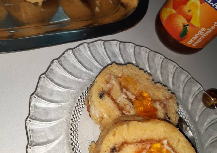 Orange marmalade swiss roll