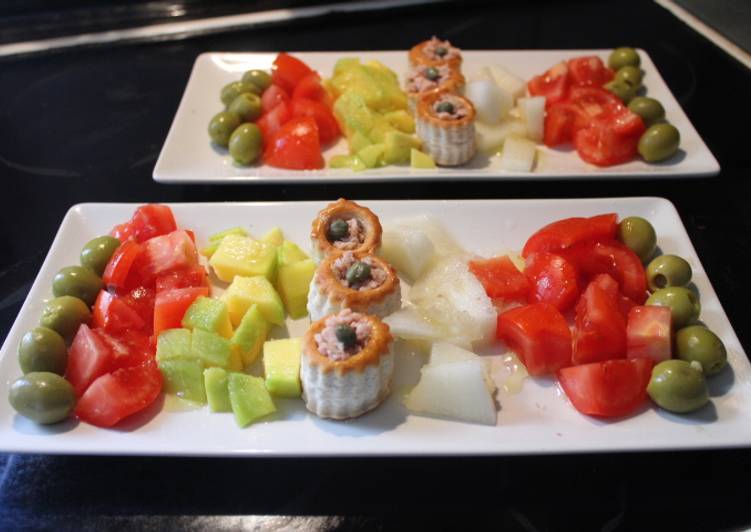 Ensalada de volovanes con mango y melón