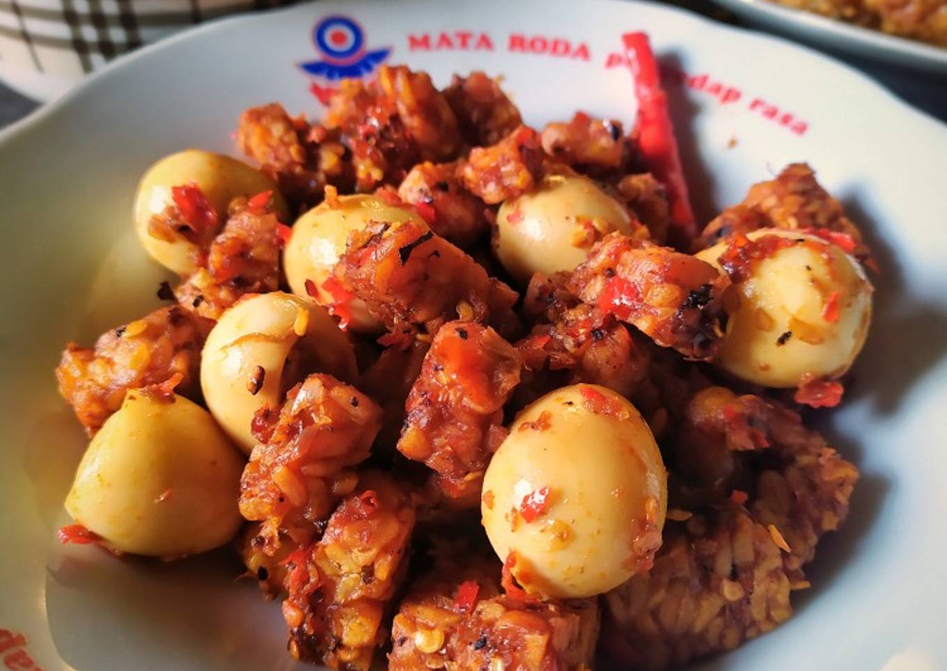 Telur puyuh tempe sambal