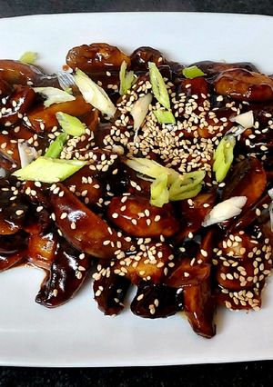 A picture of Teryaki Mushrooms 🥰#Sidedish.