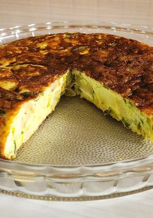 Una foto de Tortilla de zapallito redondo y papa, liviana, rica y muy fácil (y de cuasi-aprovechamiento)
