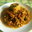 Curry madrás de pollo, verduras y garbanzos