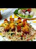 Vegetables fried rice with shashlak steak