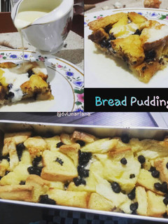 Foto resep Bread Pudding with Custard Sauce ♡