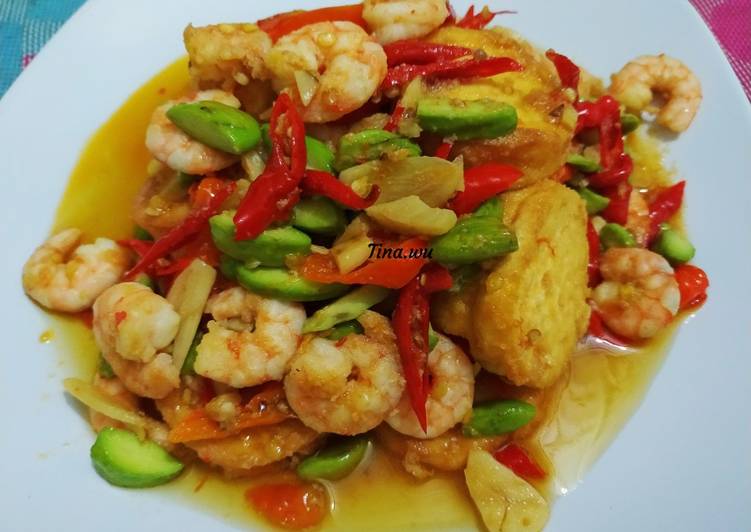 Tumis udang tofu+pete sederhana