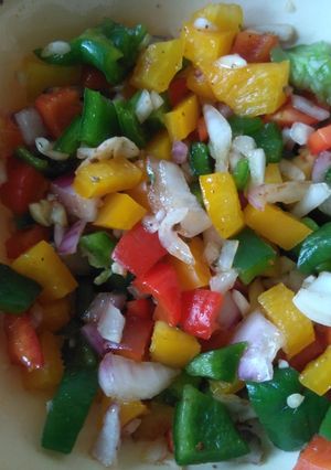 A picture of Pepper salad #charityrecipe.