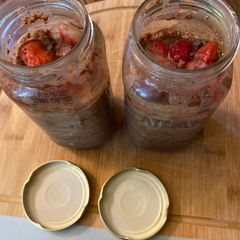 A picture of Chocolate covered strawberry overnight oats.