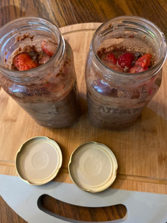 A picture of Chocolate covered strawberry overnight oats.