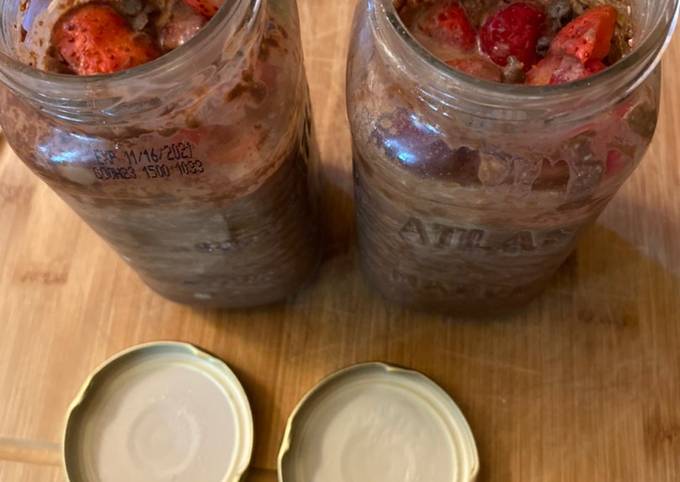 Steps to Prepare Quick Chocolate covered strawberry overnight oats