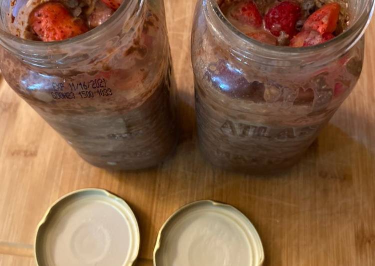 Recipe of Quick Chocolate covered strawberry overnight oats