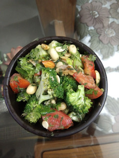 A picture of Broccoli and nuts salad.